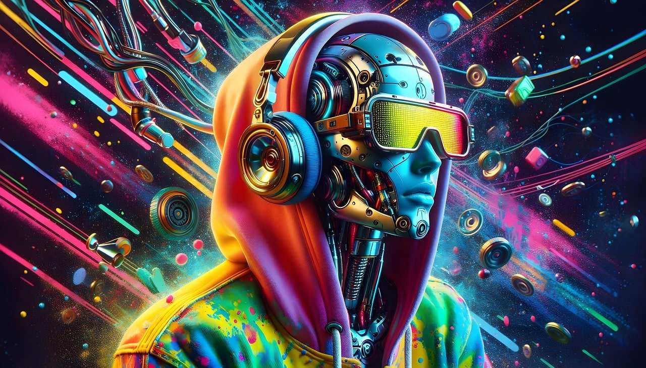 ai generated, dj, cyborg, design, style, fashion, hip hop, rap, music, robot, technology, future, headphones, futuristic, robotic, fantasy, sci-fi, dj, dj, dj, dj, dj